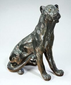 Large Ceramic Glazed Terra Cotta Sculpture of Panther