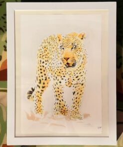 Original Leopard Standing watercolor painting