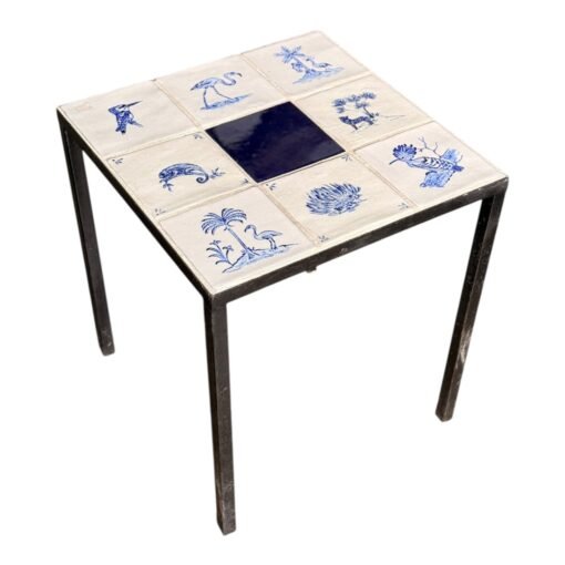 Square Tile Table Blue and White - Image 2
