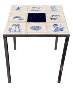 Square Tile Table Blue and White