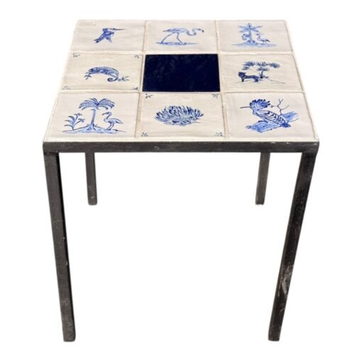 Square Tile Table Blue and White