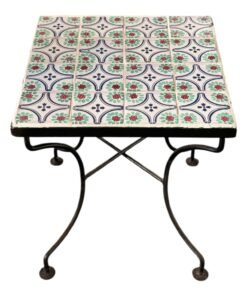 Square Tunisian side table wrought iron base