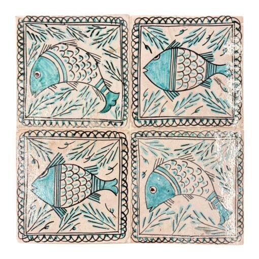 Square Side Table Turquoise Fish - Image 2