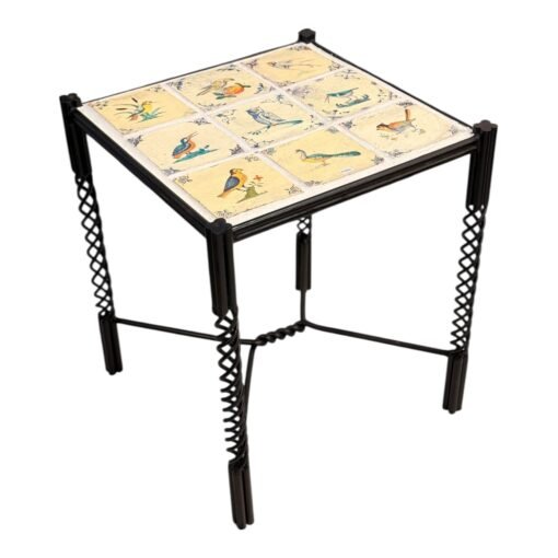 Square Side Table Antique Tiles with Birds
