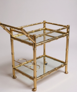 Vintage Faux Bamboo Brass & Glass Bar Cart | Florida Regency Style