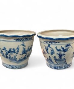 Pair of hand-painted blue and white ceramic bowls