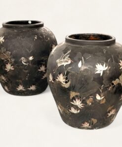 Pair of Antique Japanese Hand-Painted Vases