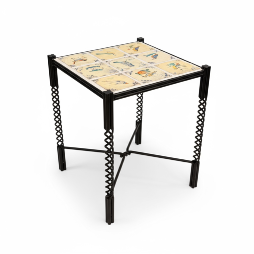 Square Side Table Antique Tiles with Birds - Image 3