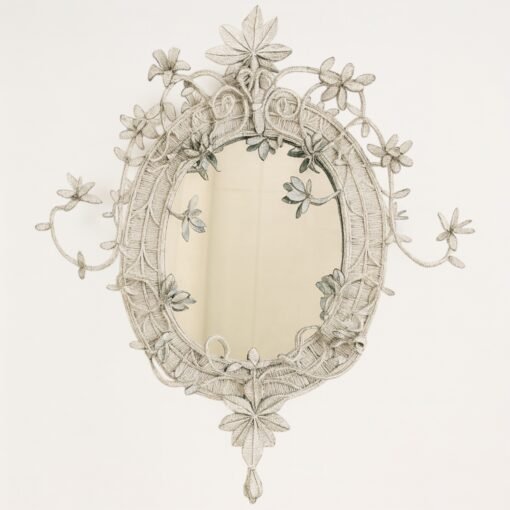 African Beaded Floral Mirror – 32" W x 38" H