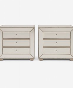 Pair of Hollywood Regency Mirrored 3-Drawer Nightstand/Chest