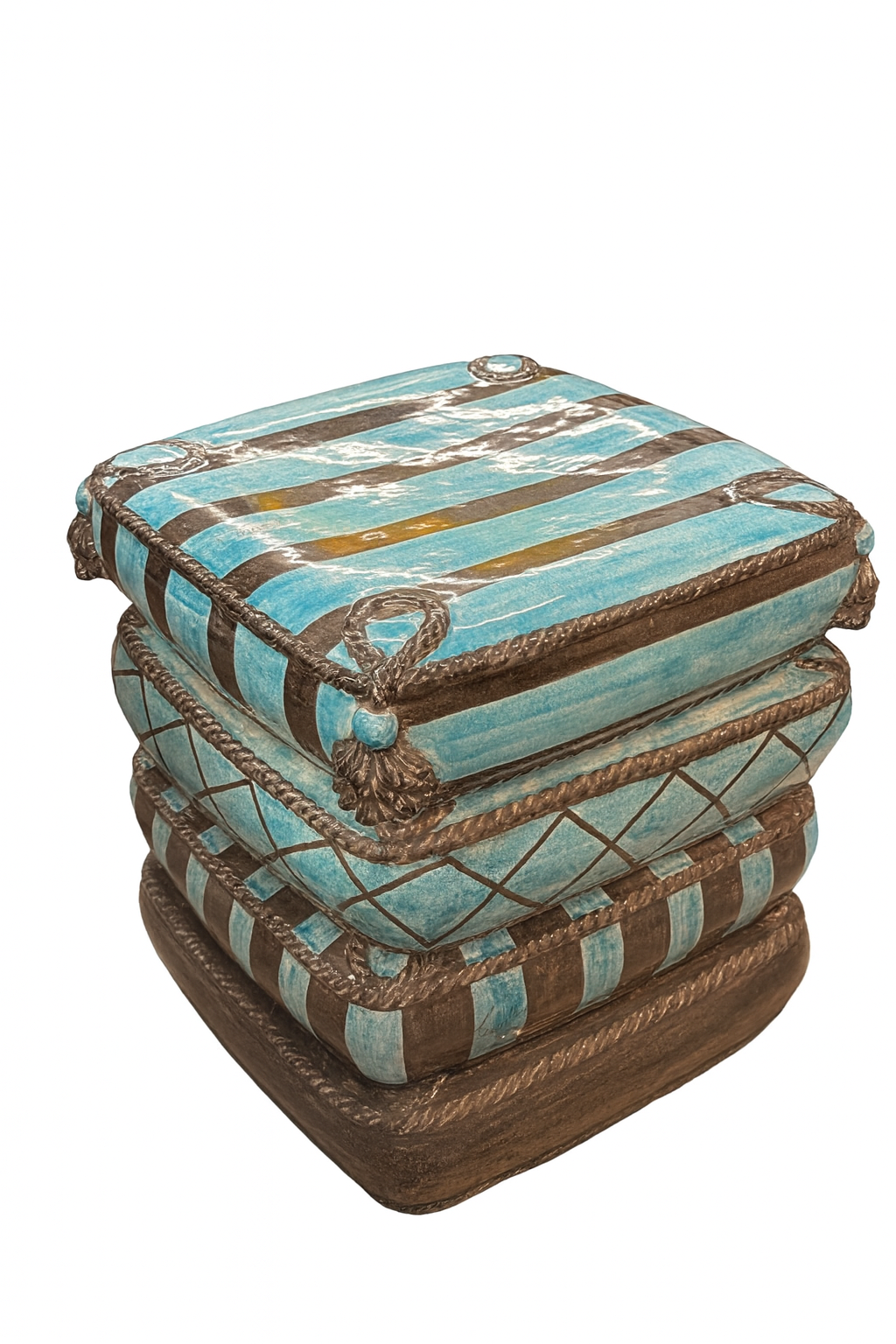 Hand-Painted Italian Ceramic Cushion Stool - Image 4
