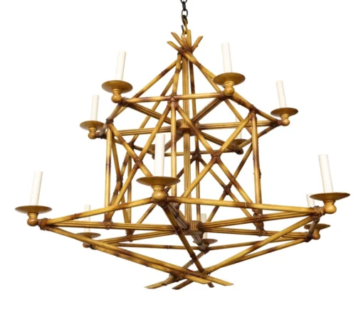 Twelve-Light Faux Bamboo  Chandelier - Image 4