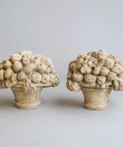 Pair of Carved Stone Putti Statues on Plinths