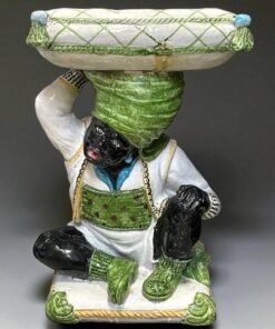 Majolica Figural Blackamoor Garden Stool / Side Table