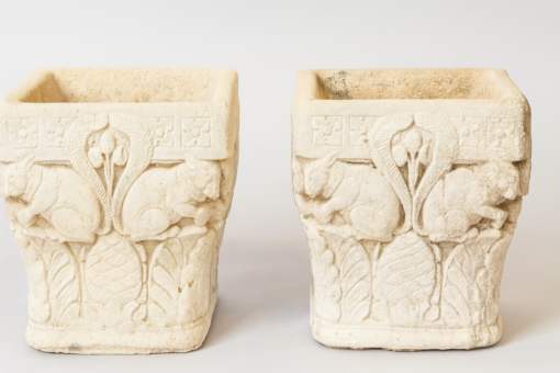 Pair of English Carved Stone Container - Image 3