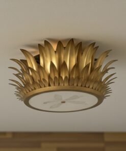 Gilt Sunburst Flush Mount Light Fixture