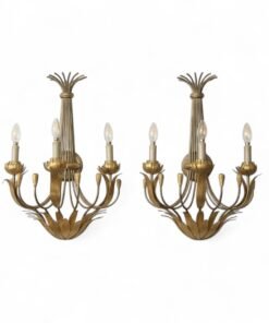 Pair of Gilt Iron Lotus Form Sconces