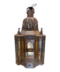 Small Moorish Revival Lantern with Etched Glass Panels
