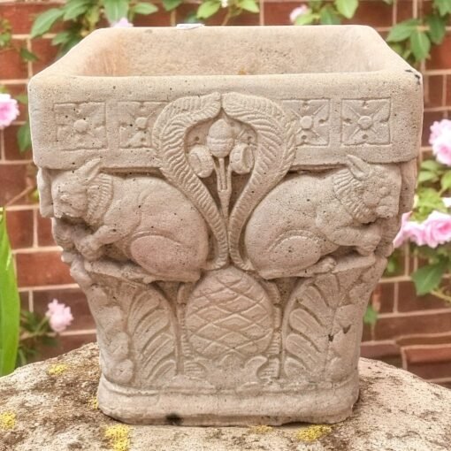 Pair of English Carved Stone Container - Image 2
