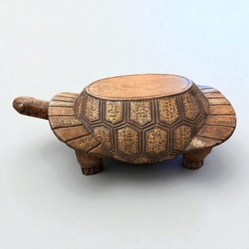 Carved Wooden Turtle Side Table - Image 2