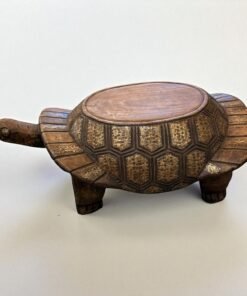 Carved Wooden Turtle Side Table