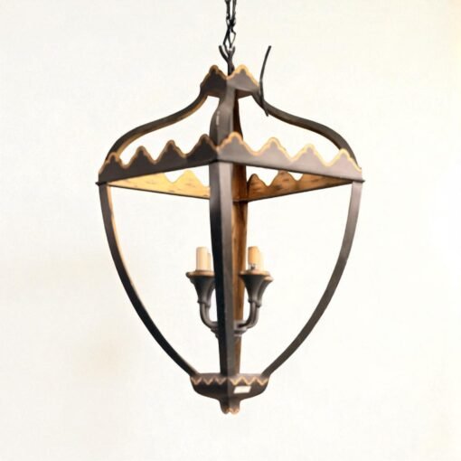 Iron and Gilt Lantern-Form Chandelier