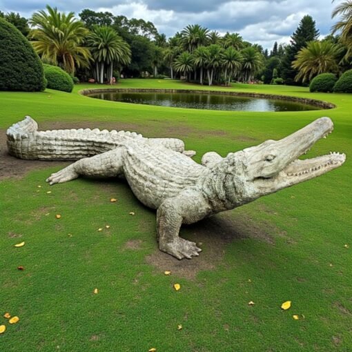 Monumental Bronze Crocodile Sculpture - Image 2