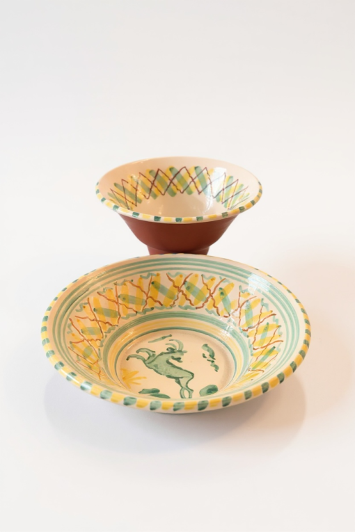 Hand-Painted Leaping Goat Ceramic Wall Bowl - Image 2