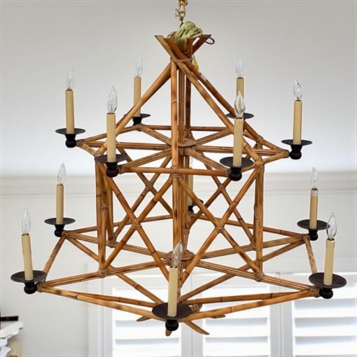 Twelve-Light Faux Bamboo  Chandelier