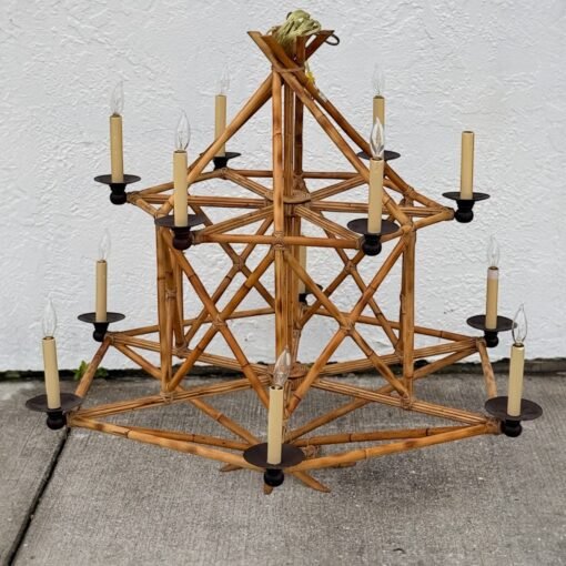 Twelve-Light Faux Bamboo  Chandelier - Image 2