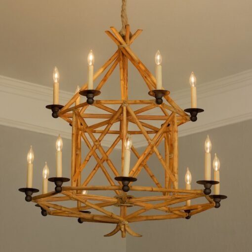 Twelve-Light Faux Bamboo  Chandelier - Image 3