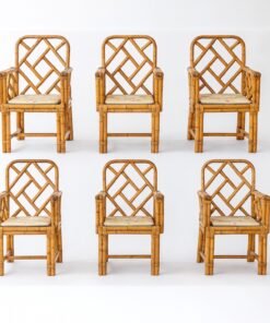 Vintage Bamboo Chippendale-Style Armchair - Set of 6