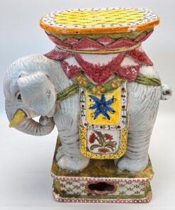 Italian Glazed Terracotta Elephant Pedestal Stool