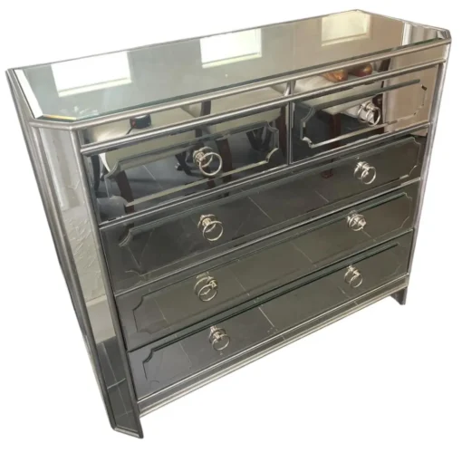Elegant Hollywood Regency Mirrored Chest of Drawers/Dresser - Image 4