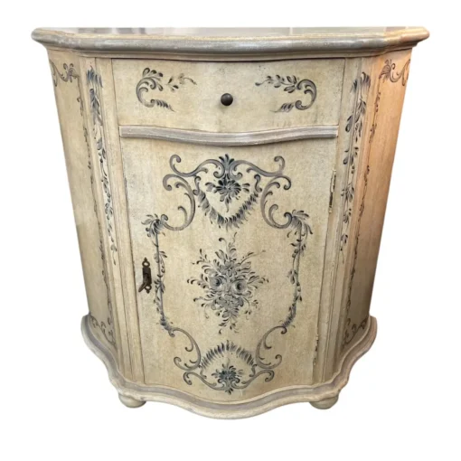 French Provincial Hand-Painted Demilune Cabinet / Console - Image 2