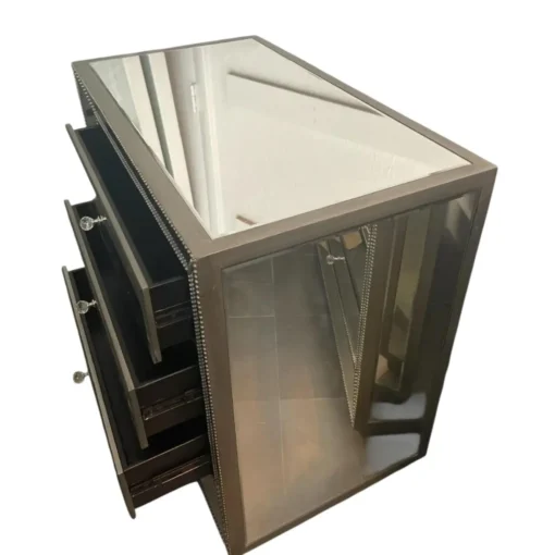 Pair of Hollywood Regency Mirrored 3-Drawer Nightstand/Chest - Image 4