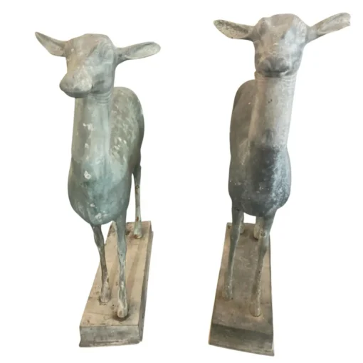 Pair of Patinated Bronze Garden Deer Statues - Image 4