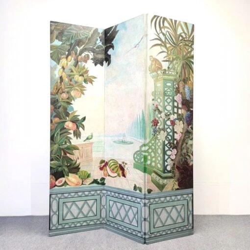Maitland-Smith Hand-Painted Three-Panel Room Divider Screen