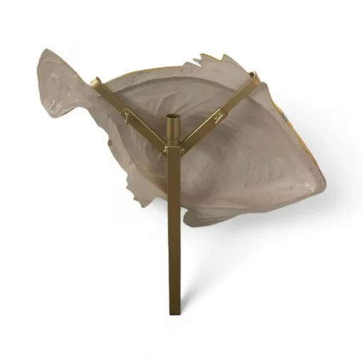 Spanish Hand-Painted Ceramic Fish Lamp on Gilt Stand - Image 3