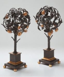Pair of Italian Gilt and Mixed Metal Lemon Topiaries