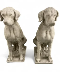 Pair of Vintage Concrete Dog Garden Statues