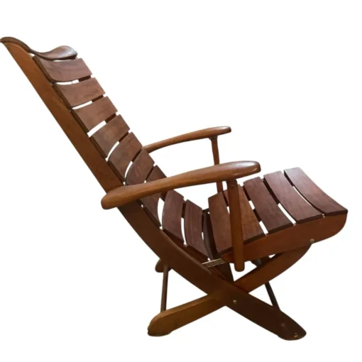 Vintage Mid-Century Modern Triconfort Hardwood Slat Reclining Lounge Chair - Image 3