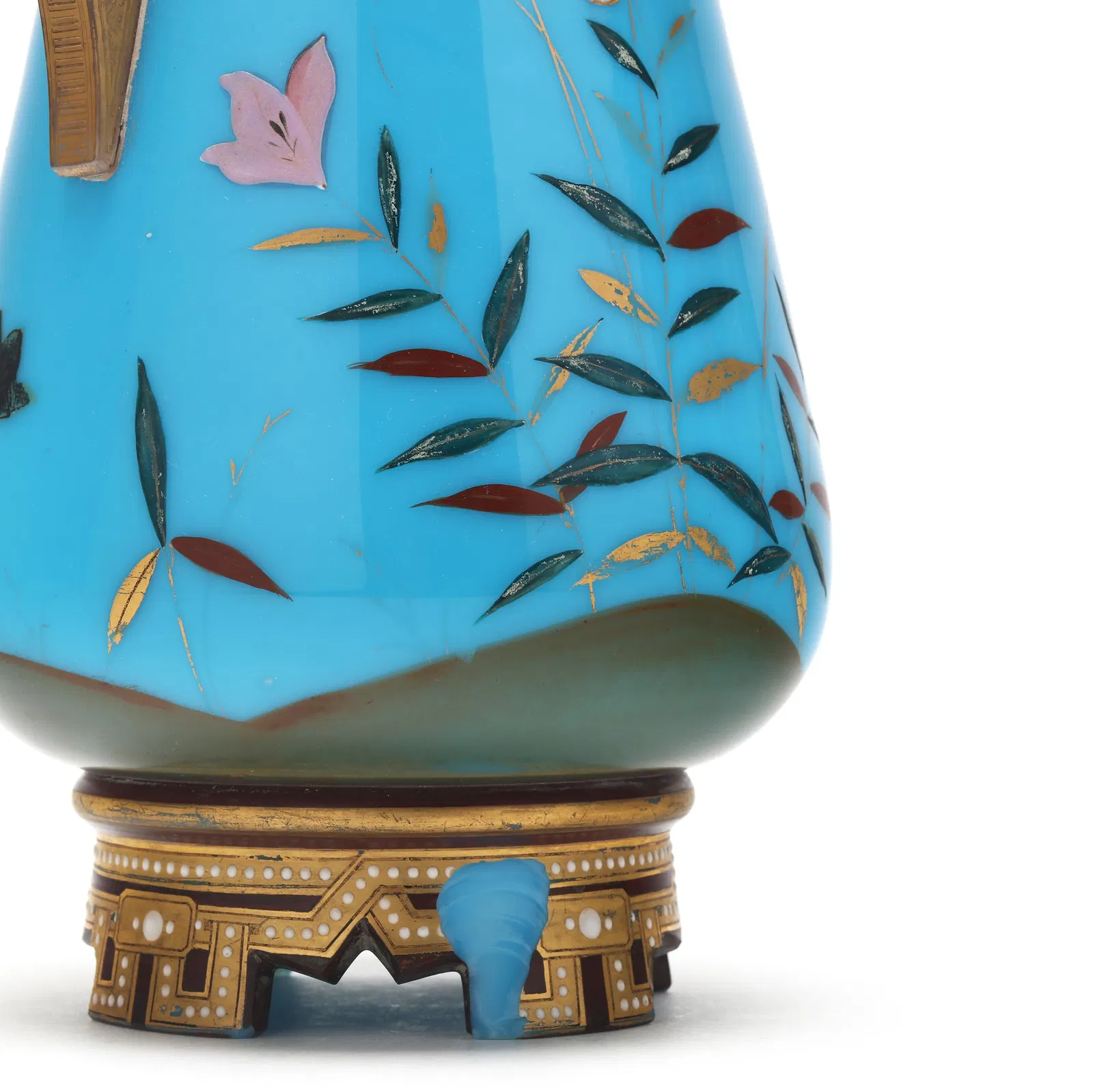 Pair of Gilt Double Handled Blue Opaline Vases - Image 6