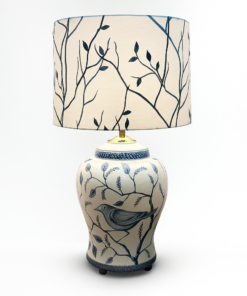 Blue & White Bird Ceramic Table Lamp with Shade