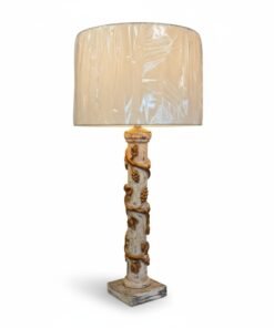 Carved Wood Vine & Grape Table Lamp with Shade
