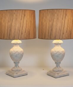Pair of Textured Urn Table Lamps with Shades