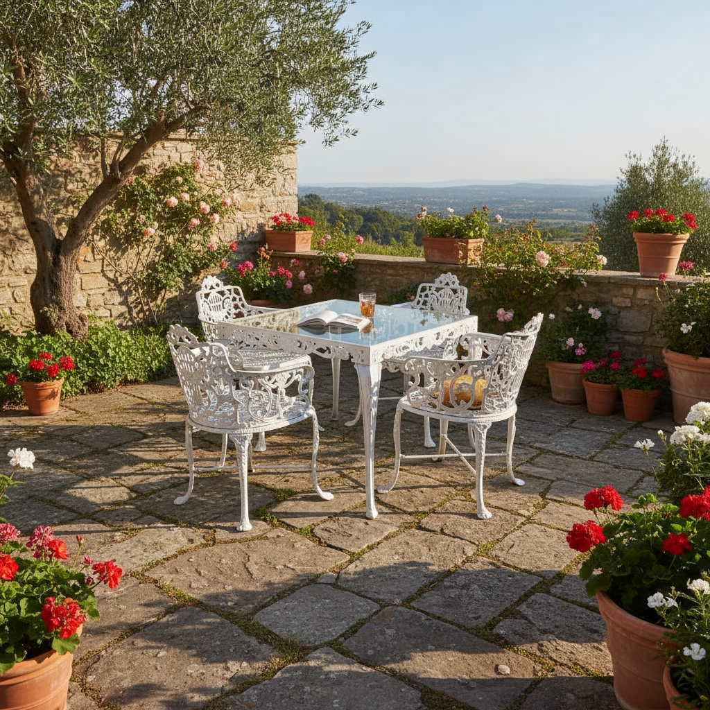 Set of 4 Aluminum Patio Chairs and Table - Image 3