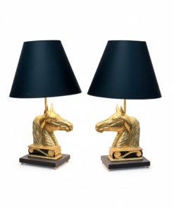 Pair of Brass Horse Head Table Lamps