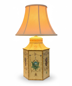 Vintage Yellow Lacquer Hexagonal Tea Caddy Chinoiserie Lamp # 2
