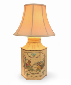 Vintage Yellow Lacquer Hexagonal Tea Caddy Chinoiserie Lamp # 6
